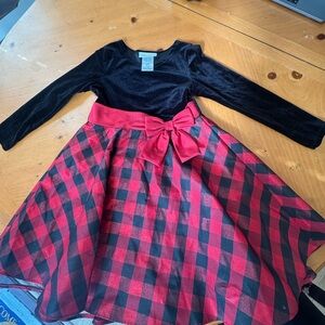 Bonnie Jean Black and Red Plaid Dress